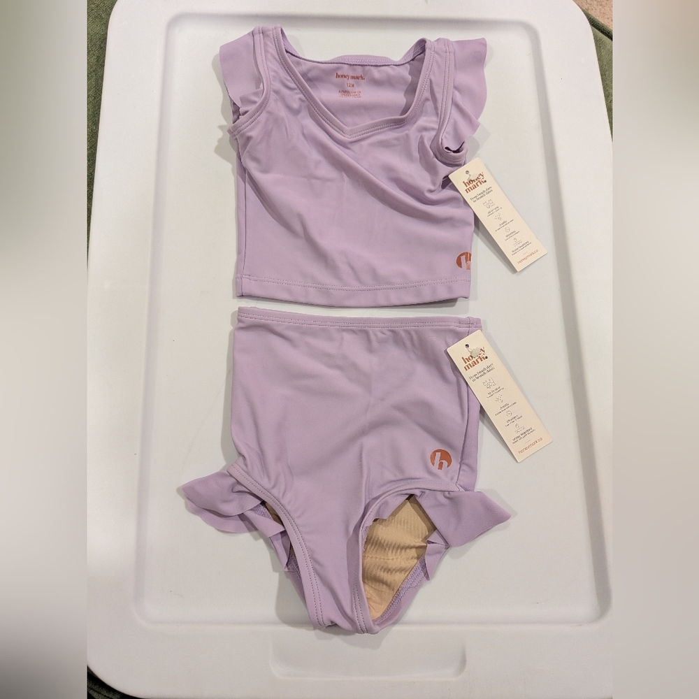 Honey Mark Light Purple Lavendar Two Piece bathing Suit Size 12M NWOT